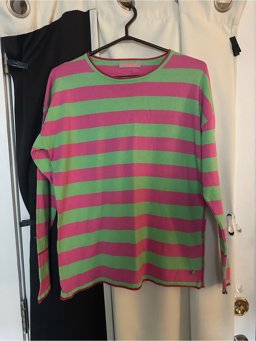 Frieda & Freddie’s Striped Pink and Green Long Sleeve Top